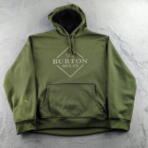 Burton Hoodie Mens 2XL Green Dryride Side‎ Zip Kangaroo Pocket Mfg Co Graphic